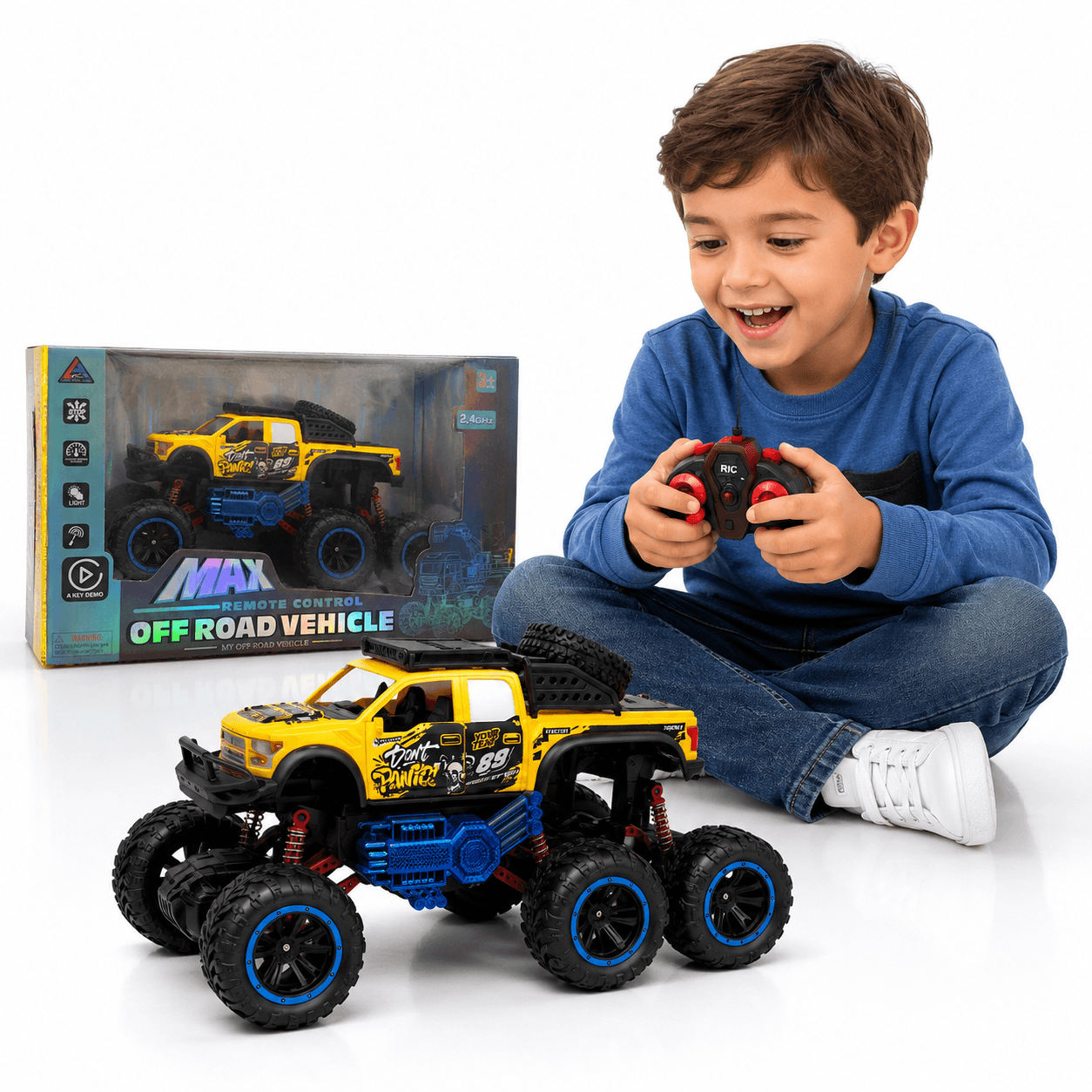 2.4G R/C Stunt Max Off-Road Car – Yellow for kids in Kuwait